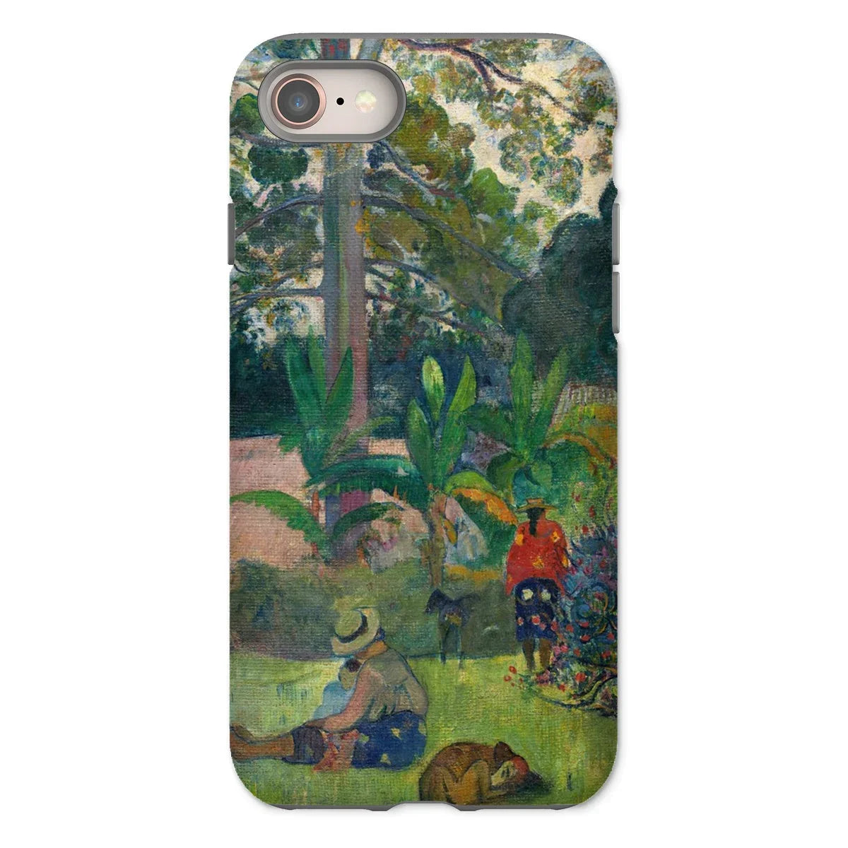 The Big Tree - Paul Gauguin Iphone Case, 8 / Matte, Phone Case Colorful Tropical Landscape Painting Figures Lush