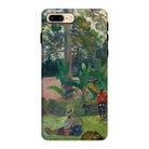 The Big Tree - Paul Gauguin Iphone Case, 8 Plus / Matte, Phone Case Colorful Tropical Landscape Painting Figures Lush
