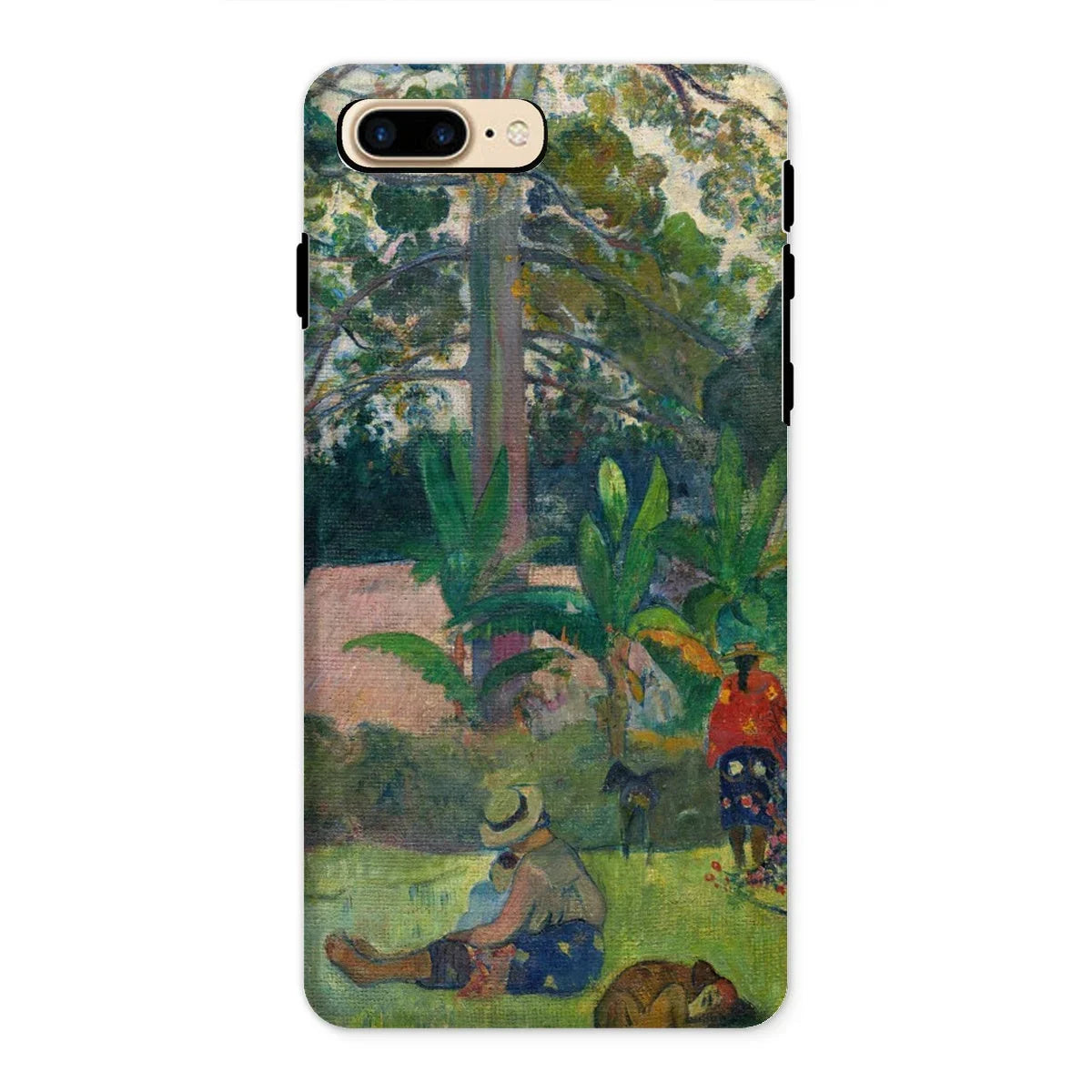 The Big Tree - Paul Gauguin Iphone Case, 8 Plus / Matte, Phone Case Colorful Tropical Landscape Painting Figures Lush