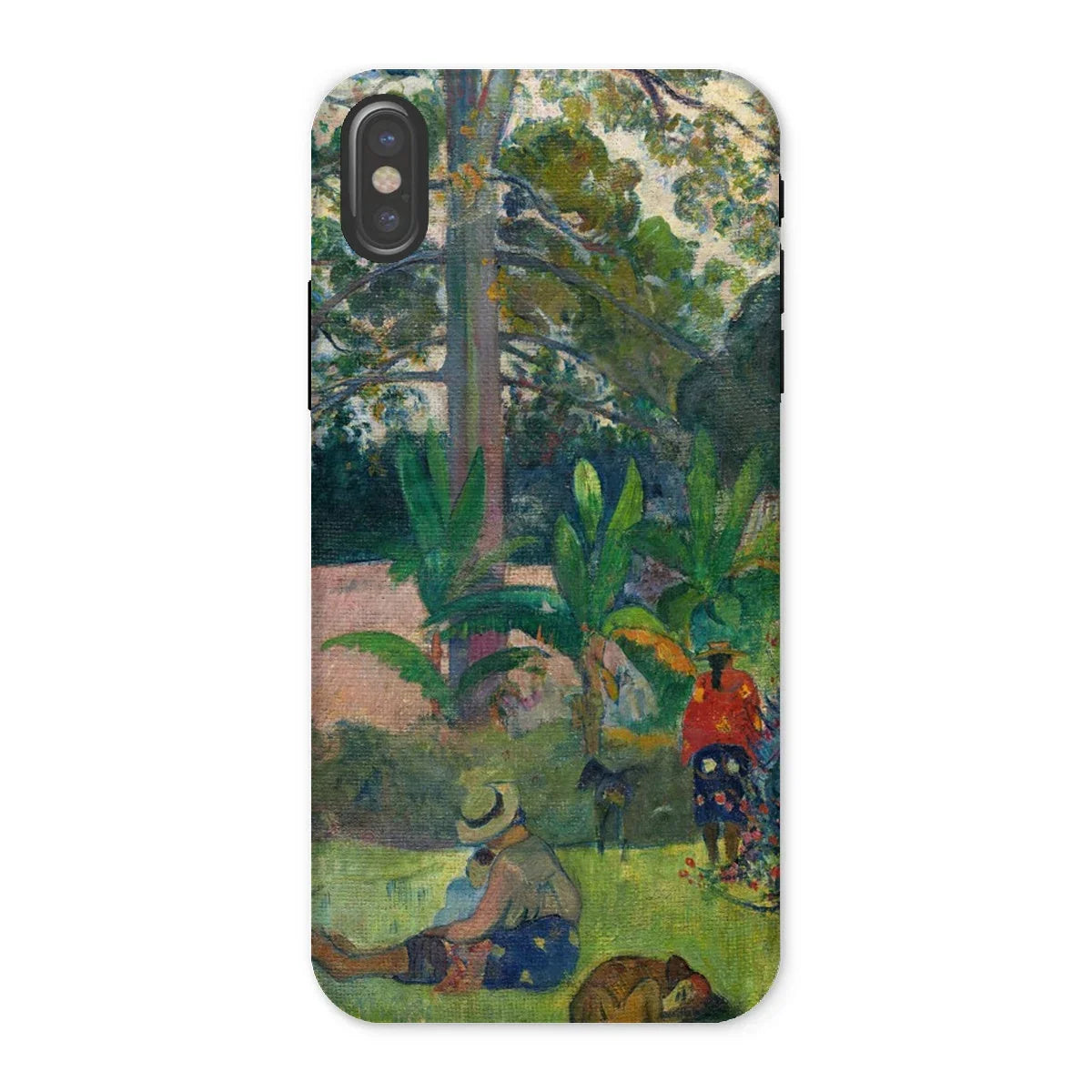 The Big Tree - Paul Gauguin Iphone Case, x / Matte, Phone Case Colorful Tropical Garden Scene Painting