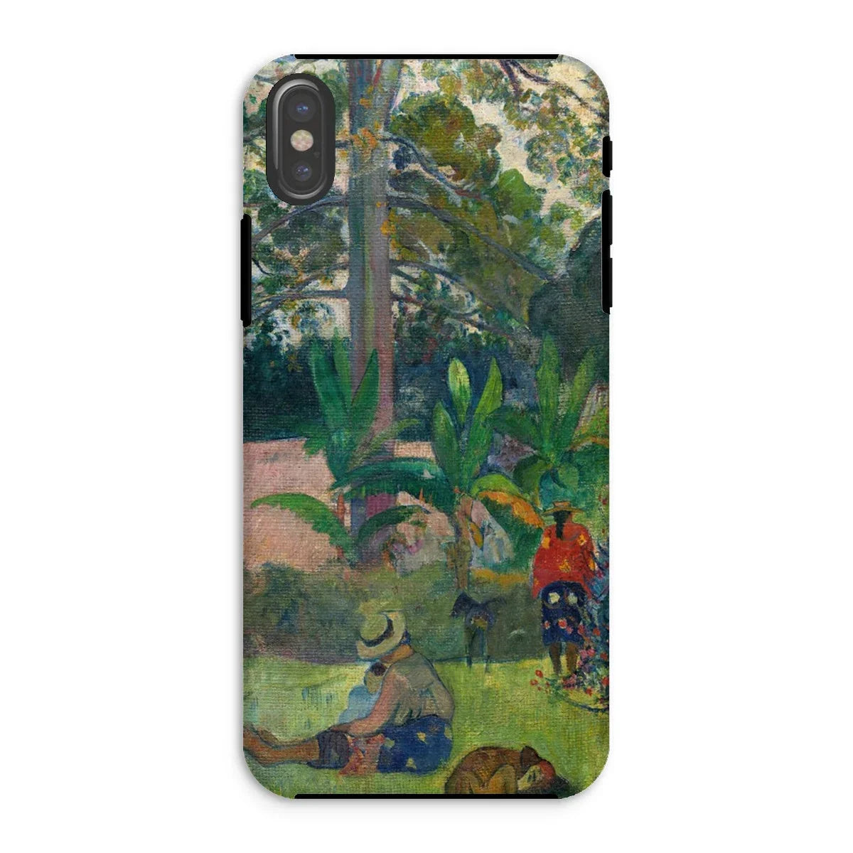The Big Tree - Paul Gauguin Iphone Case, Xs / Matte, Phone Case Colorful Tropical Garden Scene Figures