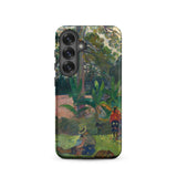 The Big Tree - Paul Gauguin Phone Case Samsung Galaxy S25 / Matte Phone Case Vibrant Impressionistic Painting People Lush Green Gauguin’s