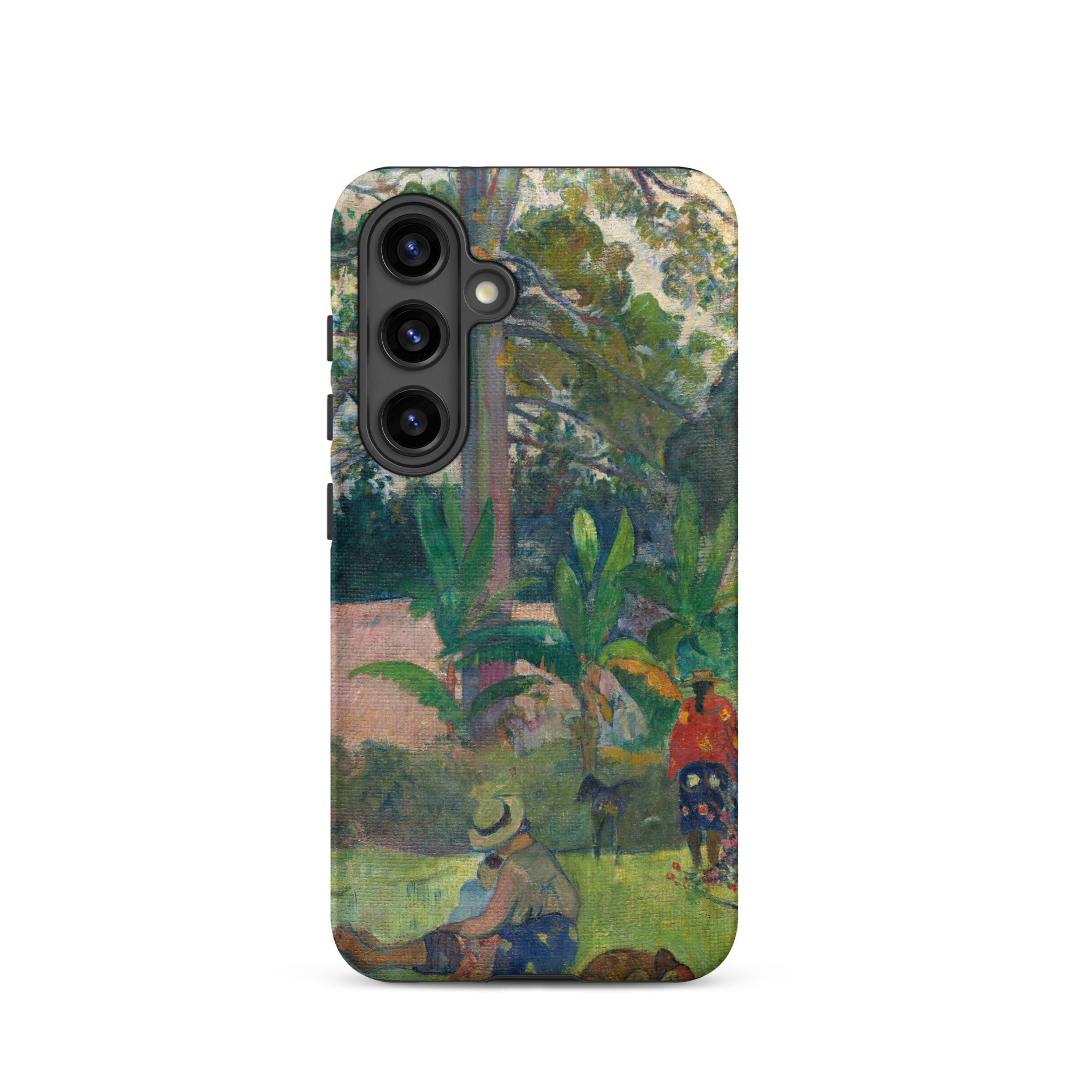 The Big Tree Paul Gauguin Samsung Case, Galaxy S24 / Matte, Black Smartphone Case Impressionistic Painting Tropical Landscape Figures