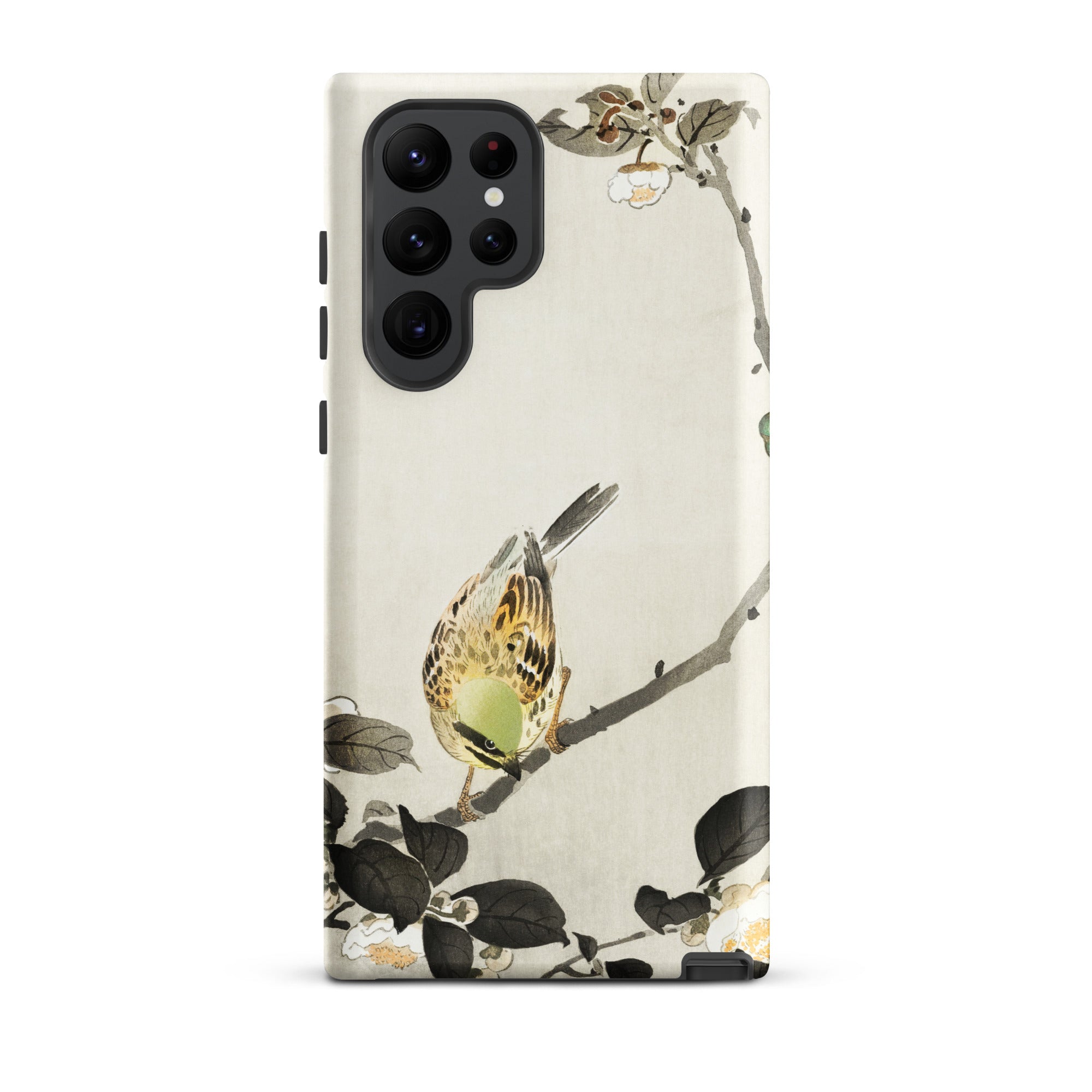 Bird on Branch Ohara Koson Shin Hanga Samsung Case, Galaxy S22 Ultra / Matte, White Smartphone Case Painted Bird Branch