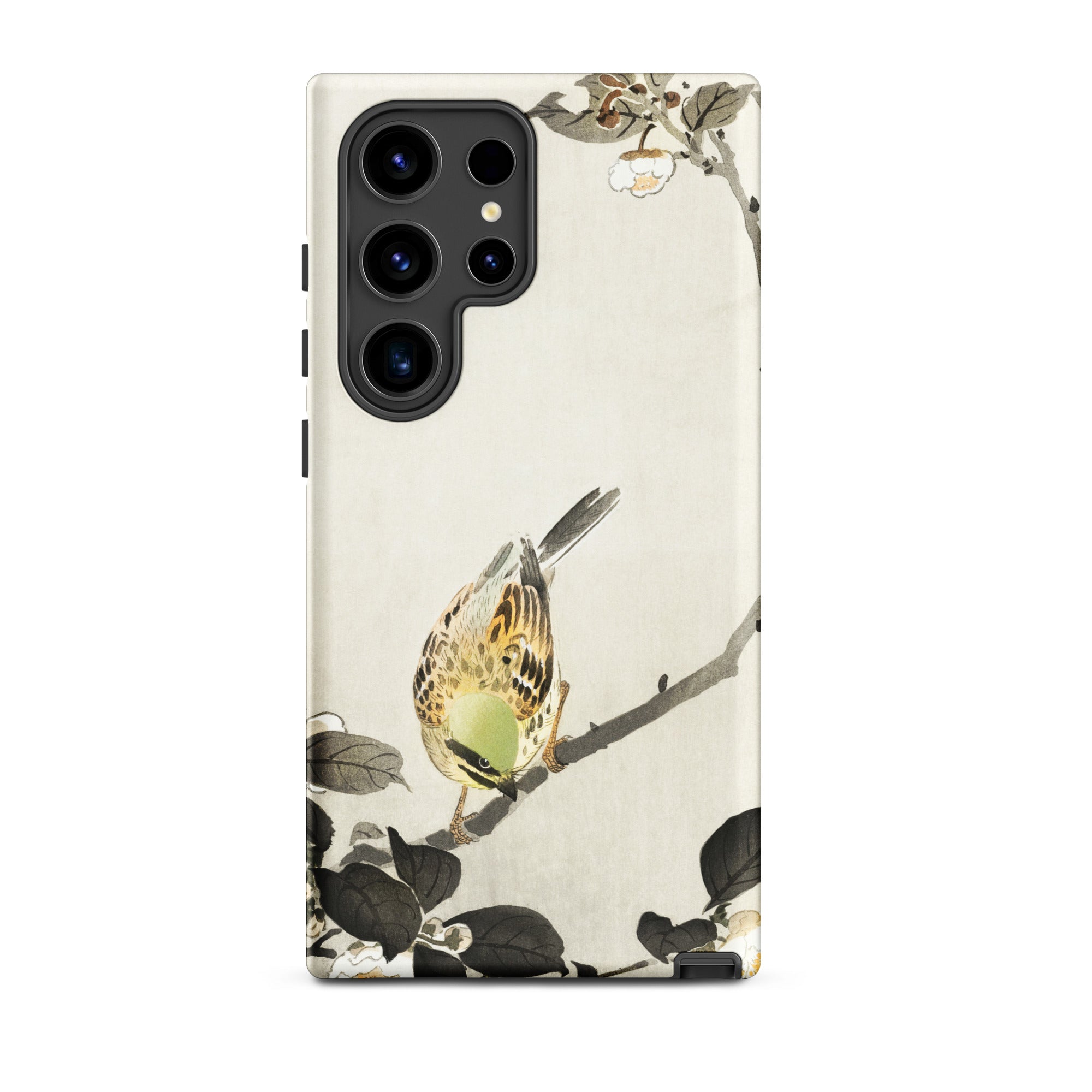 Bird on Branch Ohara Koson Shin Hanga Samsung Case, Galaxy S24 Ultra / Matte, White Smartphone Case Bird Branch Design