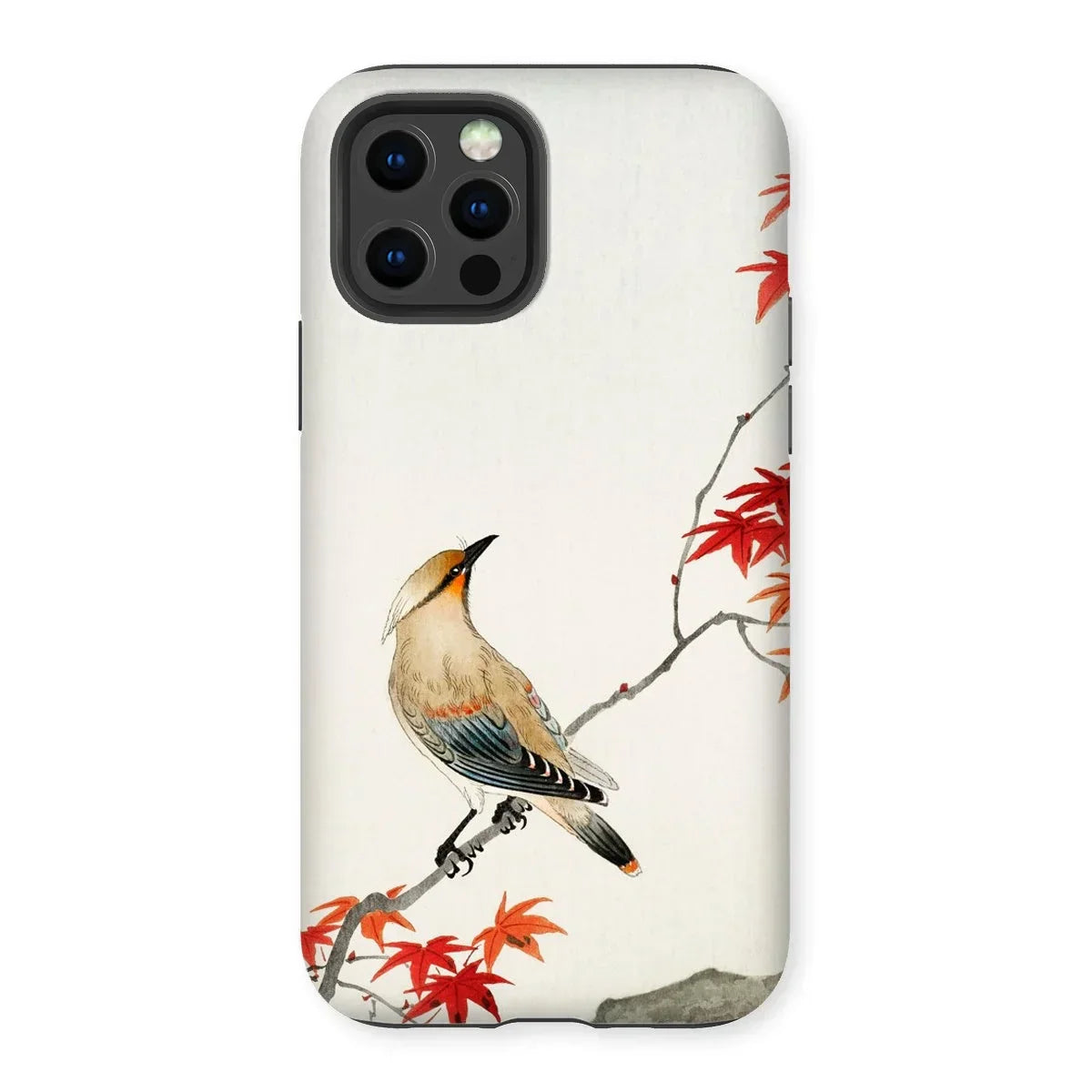 Bird on Maple - Ohara Koson Kachō-e Iphone Case, 12 Pro / Matte, Phone Case Painted Design Bird Perched Branch Red