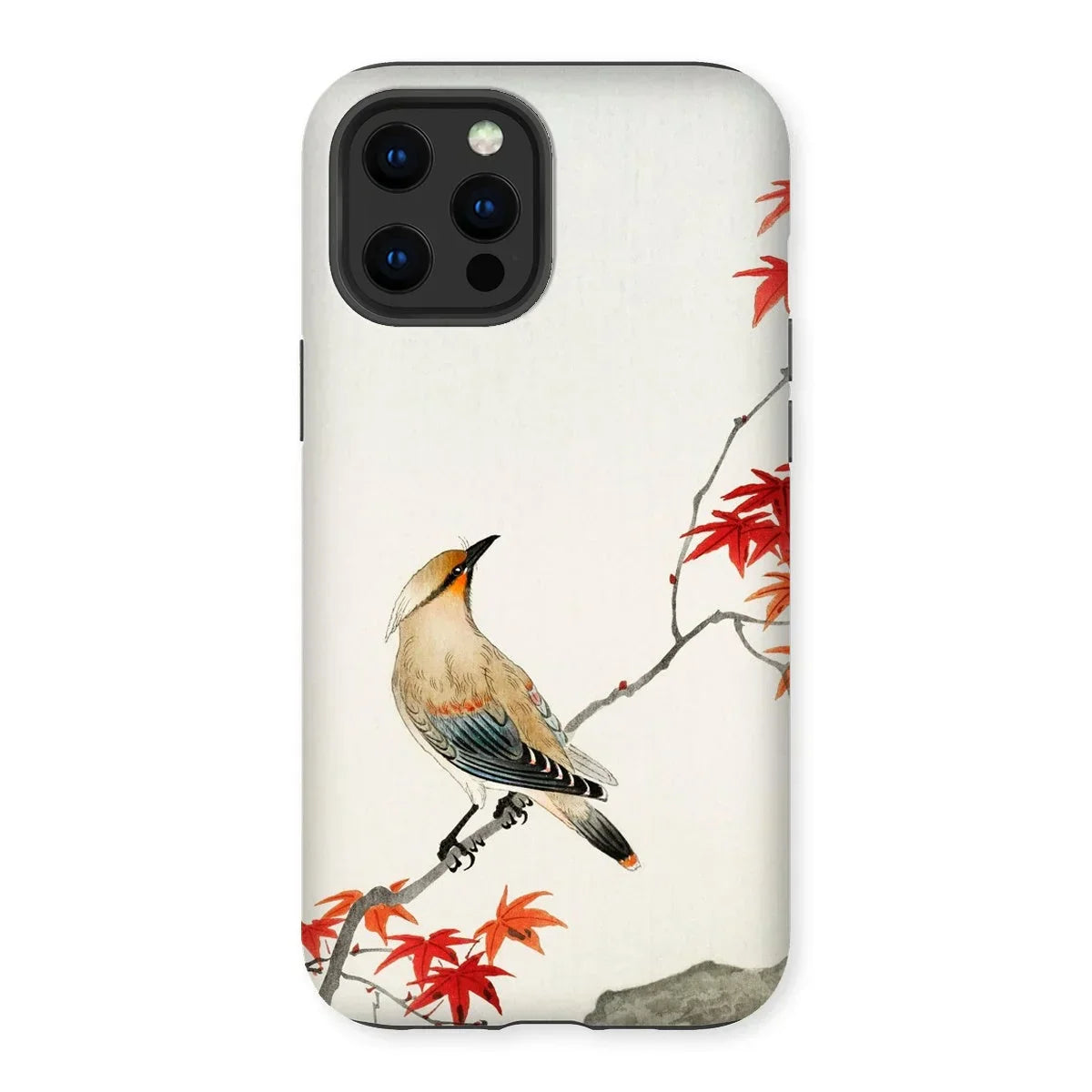 Bird on Maple - Ohara Koson Kachō-e Iphone Case, 12 Pro Max / Matte, Iphone Case Japanese-style Painting Bird Perched Branch Red