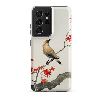 Bird on Maple - Ohara Koson Kachō-e Samsung Case, Galaxy S21 Ultra / Matte, Phone Case Bird Autumn Leaves Design