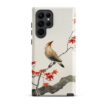 Bird on Maple - Ohara Koson Kachō-e Samsung Case, Galaxy S22 Ultra / Matte, White Phone Case Painted Bird Branch Red Leaves