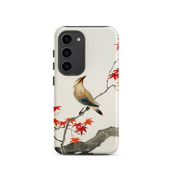 Bird on Maple - Ohara Koson Kachō-e Samsung Case, Galaxy S23 / Matte, White Phone Case Bird Autumn Leaves Design