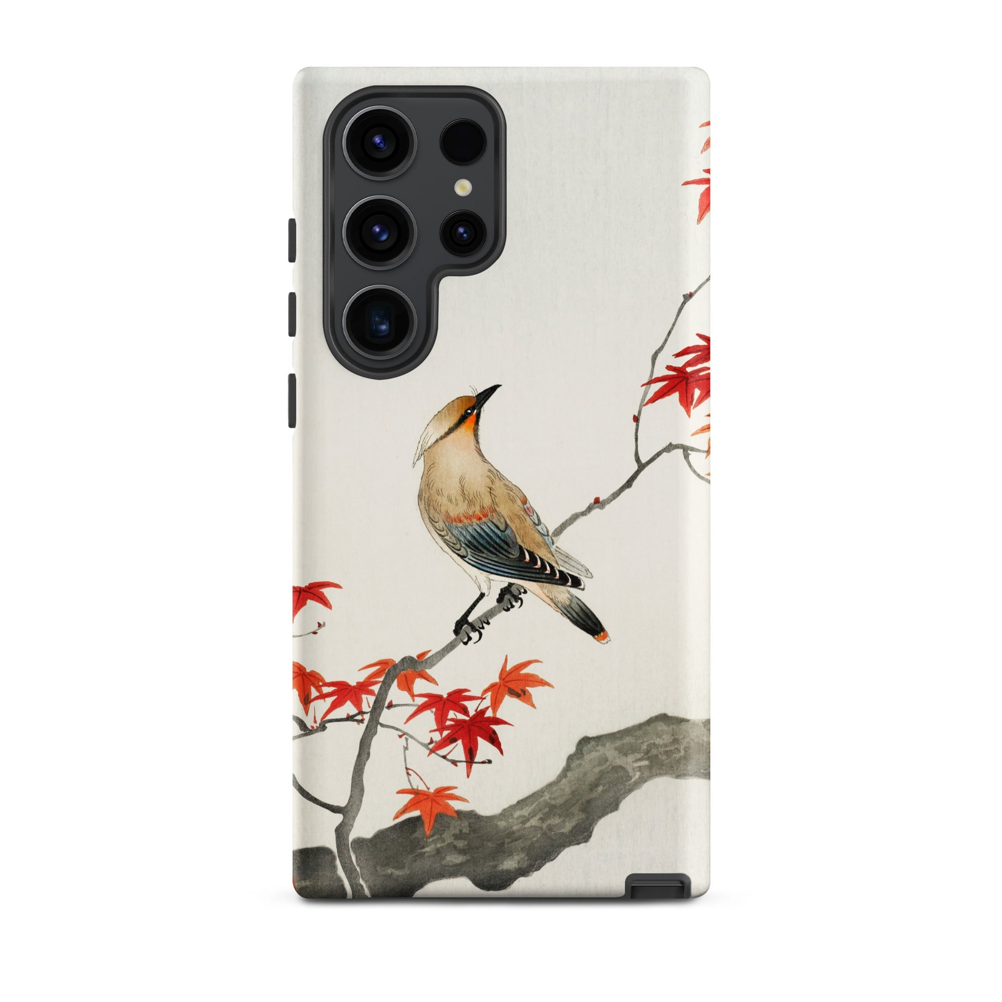 Bird on Maple Ohara Koson Kachō e Samsung Case, Galaxy S23 Ultra / Matte, White Phone Case Bird Red Maple Leaves Design