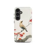 Bird on Maple - Ohara Koson Kachō-e Samsung Case, Galaxy S24 / Matte, White Smartphone Case Bird Red Leaves Design