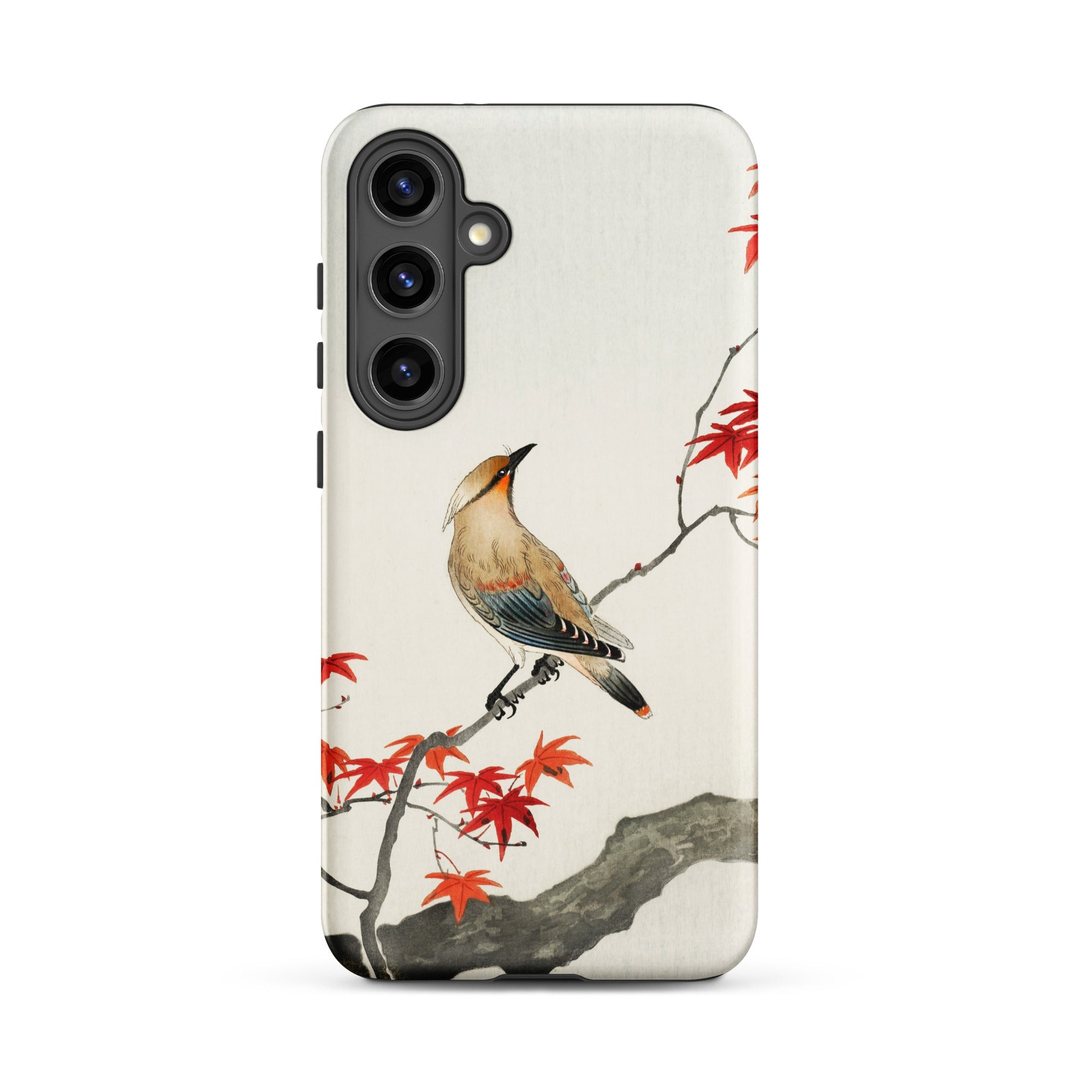 Bird on Maple Ohara Koson Kachō e Samsung Case, Galaxy S24 Plus / Matte, White Phone Case Bird Red Leaves Design