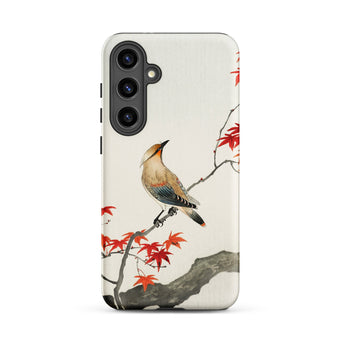 Bird on Maple - Ohara Koson Kachō-e Samsung Case, Galaxy S24 Plus / Matte, White Phone Case Bird Red Leaves Design