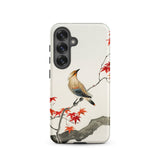 Bird on Maple - Ohara Koson Kachō-e Samsung Case, Galaxy S25 / Matte, Phone Case Japanese Art-style Illustration Bird Branch Red