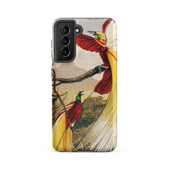 Bird of Paradise - Benjamin Fawcett Samsung Case, Galaxy S21 Fe / Matte, Smartphone Case Vibrant Illustration Two Birds-of-paradise