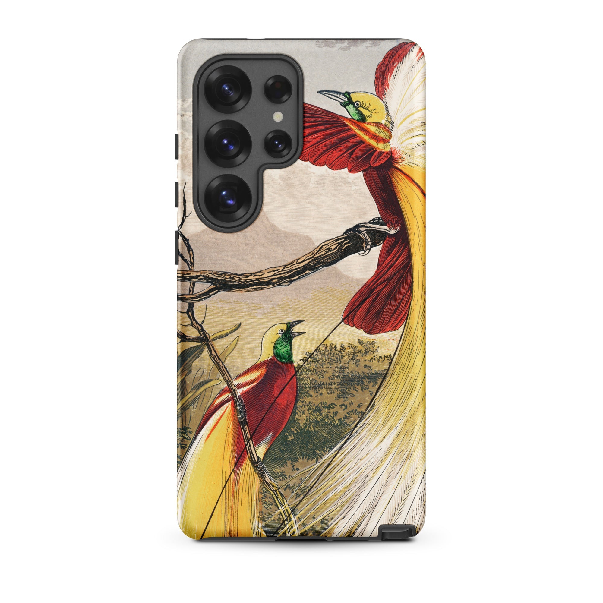 Bird of Paradise Benjamin Fawcett Samsung Case, Galaxy S25 Ultra / Matte, Smartphone Case Vibrant Illustration Two Birds Paradise Tree