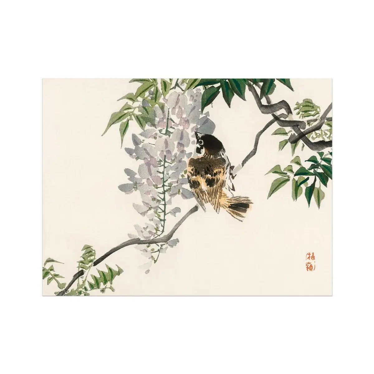 Sparrow on a Branch - Kōno Bairei Meiji Era Art Print 40’’x30’’ Posters Prints & Visual Artwork