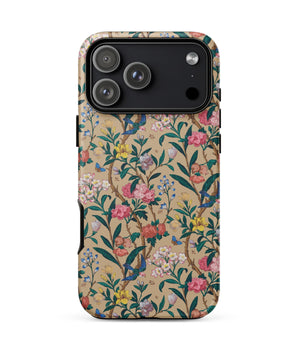 Iphone 17 Pro Max / Matte Birds Butterflies Bees and Blossoms Phone Case Chinoiserie Repeat, Cobalt-blue Swallows Lift, Open, Flowering