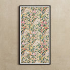 Birds Butterflies Bees and Blossoms Art Print, 10x20’’ / 25x51cm / Unframed, Framed Floral Print Colorful Flowers Green Leaves Beige