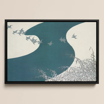 Birds - Kamisaka Sekka Winter Migration Art Print / Canvas, 18x12’’ / 46x31cm / Black Frame, Posters Prints & Visual Artwork, Toby Leon