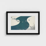 Birds - Kamisaka Sekka Winter Migration Art Print / Canvas Black-framed Artwork Minimalist Illustration Flight Stylized Teal, Blade’s