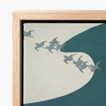 Framed Canvas Print Silhouettes Birds Flight Backdrop Teal Kamisaka Sekka Winter, Migration Art, Blade’s Silent Memory