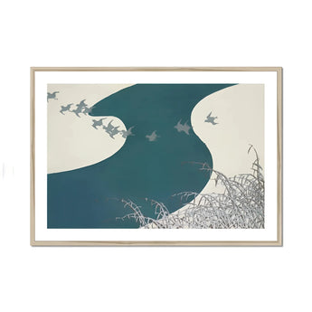 Birds - Kamisaka Sekka Winter Migration Art Print, Framed Painting Birds Water