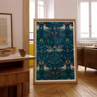 Birds William Morris Arts and Crafts Art Print, 40x60’’ / 101x152cm / Unframed, Framed Art Print Symmetrical Blue Pattern Birds Floral
