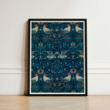 Framed Art Print Symmetrical Pattern Stylized Birds Foliage William Morris’s, Tapestry, Verdant Victorian Dreamscape