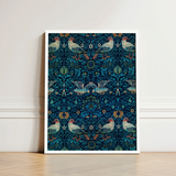 Framed Art Print Symmetrical Pattern Stylized Birds Foliage William Morris’s, Tapestry, Verdant Victorian Dreamscape