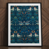 Birds - William Morris Arts and Crafts Art Print / Canvas Framed Art Print Detailed Pattern Stylized Birds Foliage William Morris’s Birds,
