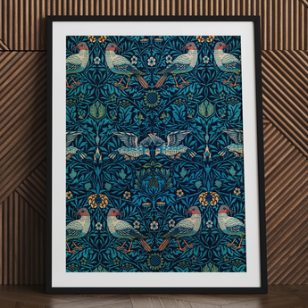 Birds - William Morris Arts and Crafts Art Print / Canvas Framed Art Print Detailed Pattern Stylized Birds Foliage William Morris’s Birds,