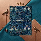Birds - William Morris Arts and Crafts Art Print / Canvas Rectangular Card Detailed Blue Teal Pattern Stylized Birds William Morris’s