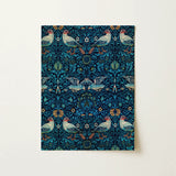 Birds - William Morris Arts and Crafts Art Print / Canvas Rectangular Wall Rich Dark Teal Fabric Intricate Art William Morris’s Birds,