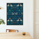 Birds William Morris Arts and Crafts Framed Canvas, Framed Art Print Symmetrical William Morris Style Pattern Birds