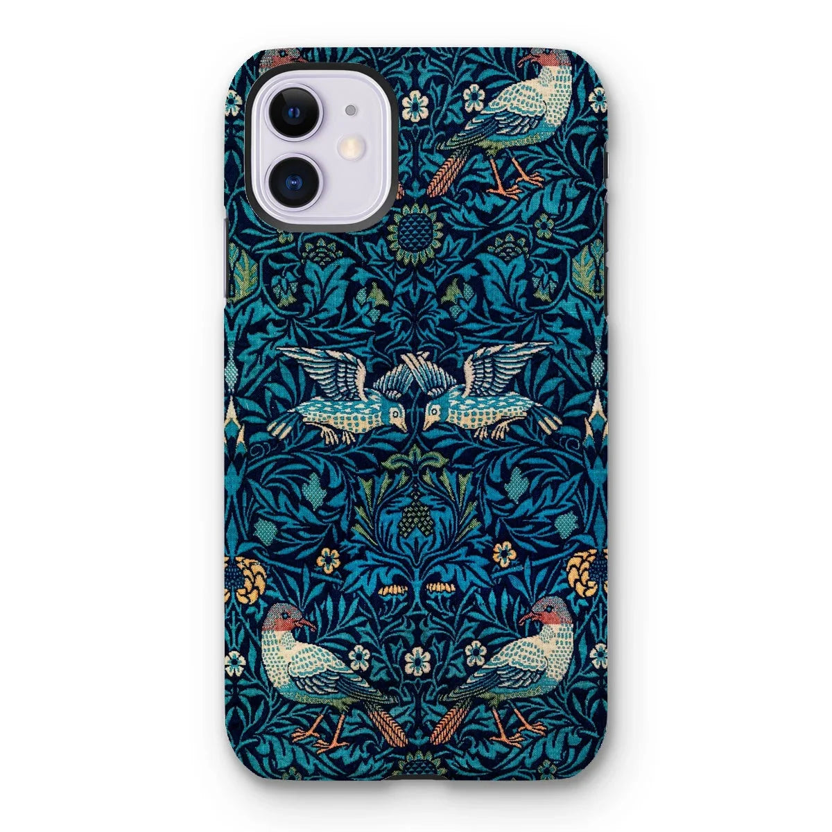 Birds - William Morris Arts and Crafts Iphone Case, 11 / Matte, Ornate Iphone Case Dark Blue Floral Bird Pattern