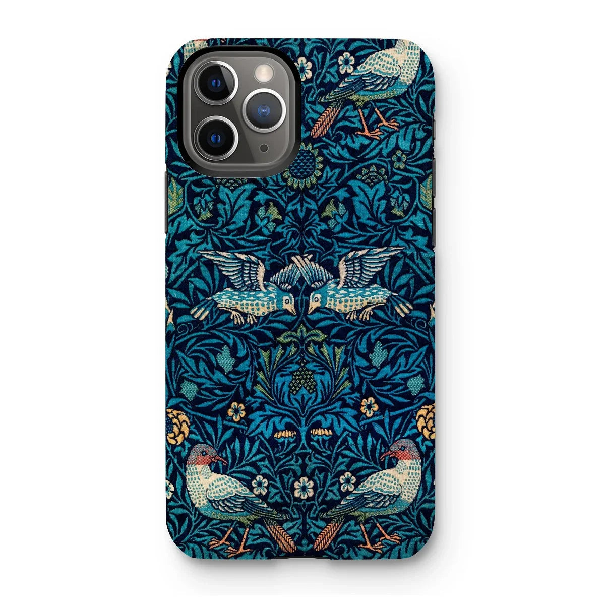 Birds - William Morris Arts and Crafts Iphone Case, 11 Pro / Matte, Ornate Iphone Case Dark Blue Floral Bird Pattern