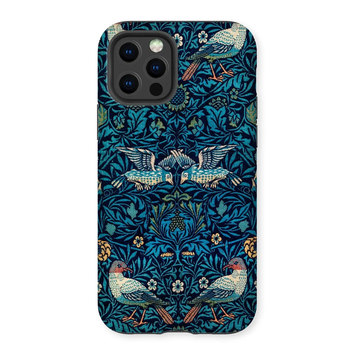 Birds - William Morris Arts and Crafts Iphone Case, 12 Pro / Matte, Ornate Phone Case Blue Floral Bird Pattern Design