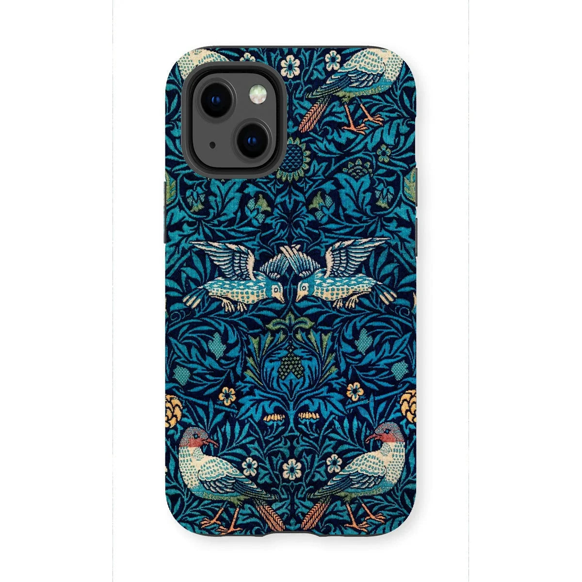 Birds - William Morris Arts and Crafts Iphone Case, 13 Mini / Matte, Ornate Phone Case Blue Floral Bird Pattern Design