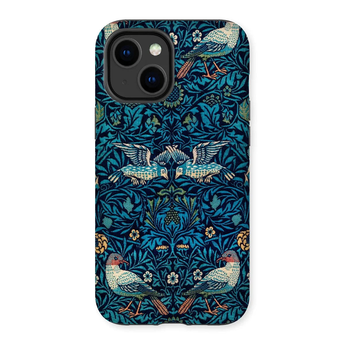 Birds - William Morris Arts and Crafts Iphone Case, 14 Plus / Matte, Ornate Phone Case Blue Floral Bird Pattern Design