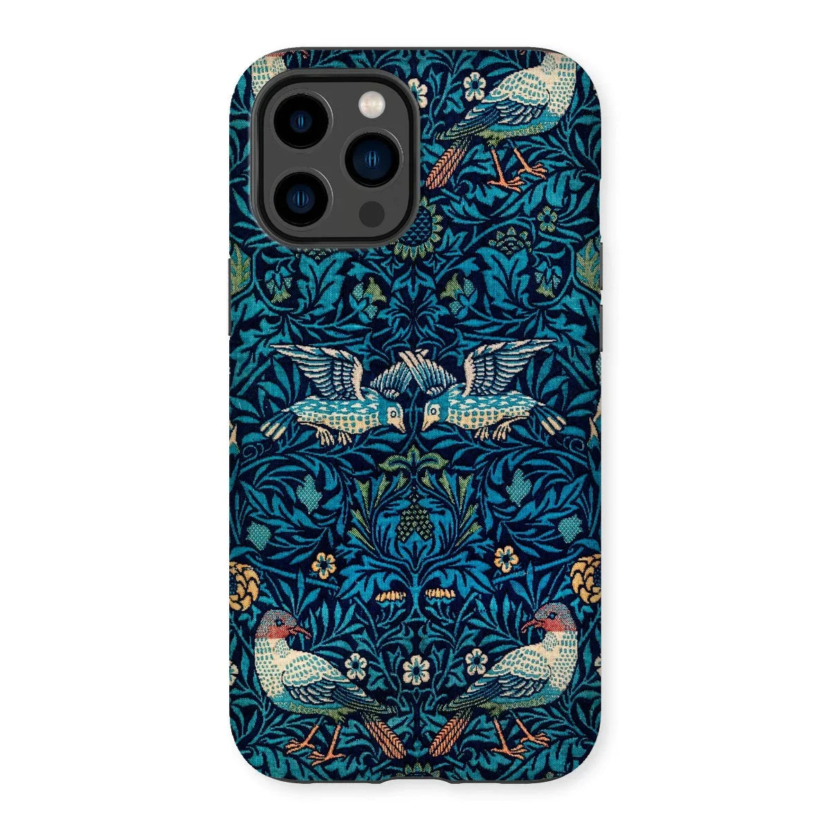 Birds - William Morris Arts and Crafts Iphone Case, 14 Pro Max / Matte, Ornate Iphone Case Blue Floral Bird Pattern Design