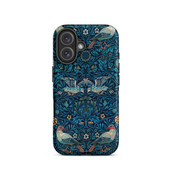 Birds - William Morris Arts and Crafts Iphone Case, 16 / Matte, Blue Floral Bird Patterned Phone Case