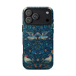 Birds - William Morris Arts and Crafts Iphone Case 17 Pro Max / Matte Blue Floral Phone Case Birds Leaves Design Durable William Morris
