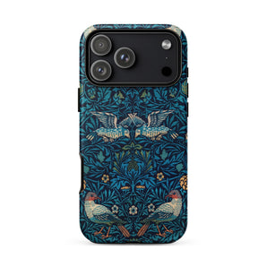 Birds - William Morris Arts and Crafts Iphone Case 17 Pro Max / Matte Blue Floral Phone Case Birds Leaves Design Durable William Morris