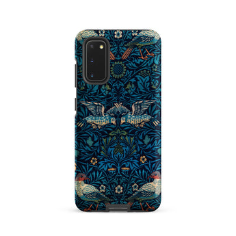Birds - William Morris Arts and Crafts Samsung Case, Galaxy S20 / Matte, Dark Blue Phone Case Symmetrical Pattern Birds Foliage