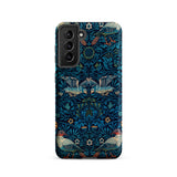 Birds - William Morris Arts and Crafts Samsung Case, Galaxy S21 / Matte, Dark Blue Smartphone Case Bird Floral Pattern