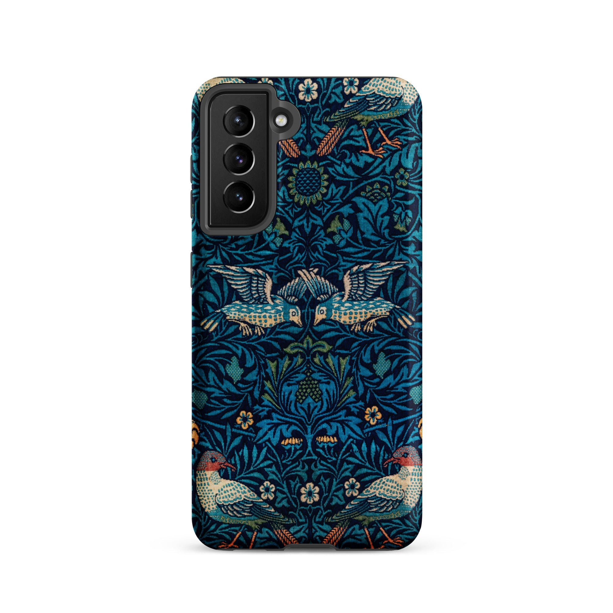 Birds William Morris Arts and Crafts Samsung Case, Galaxy S21 / Matte, Dark Blue Smartphone Case Bird Floral Pattern