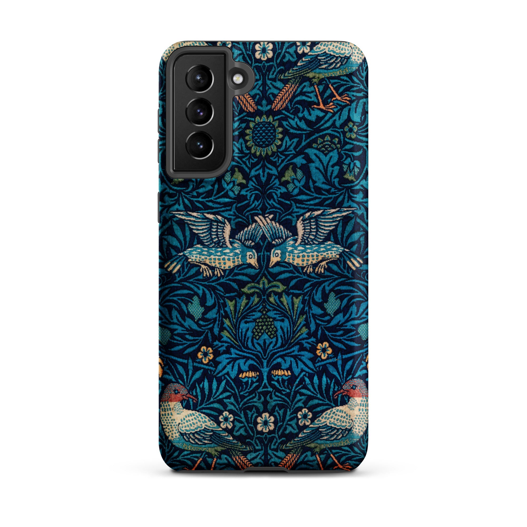 Birds William Morris Arts and Crafts Samsung Case, Galaxy S21 Plus / Matte, Dark Blue Phone Case Nature Inspired Pattern Birds Foliage