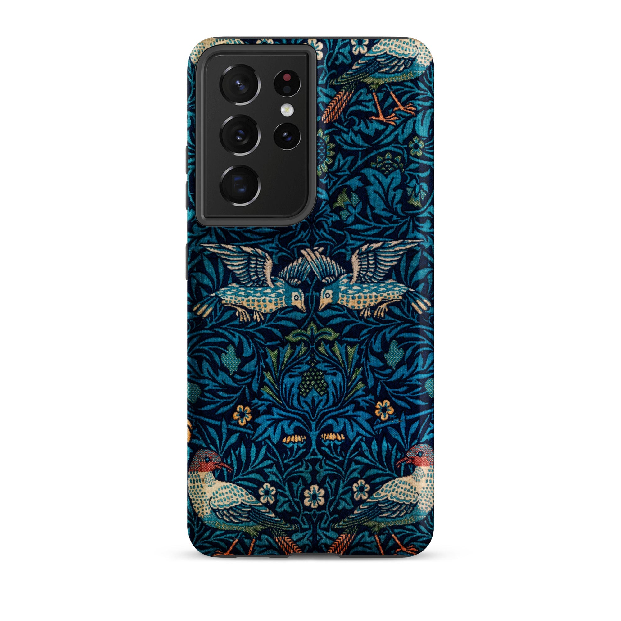 Birds William Morris Arts and Crafts Samsung Case, Galaxy S21 Ultra / Matte, Phone Case Dark Blue Floral Bird Pattern